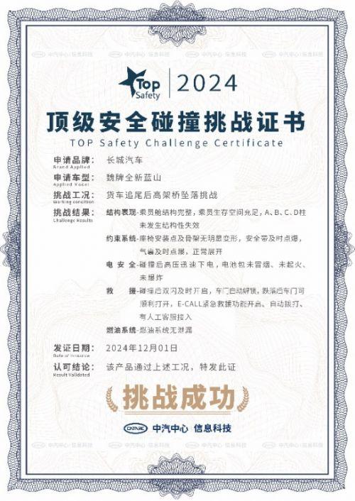 行業(yè)首個高架橋墜落挑戰(zhàn)成功通關！魏牌全新藍山實力演繹&ldquo;頂級安全&rdquo;-有駕